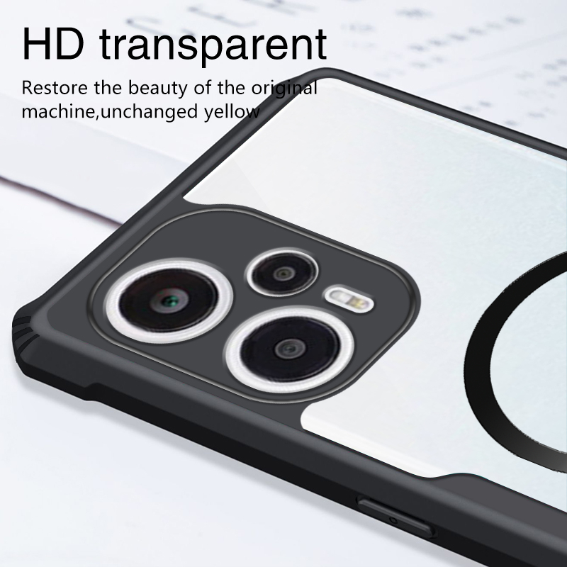 Ốp Điện Thoại Chống Sốc Từ Tính Trong Suốt Cho Xiaomi POCO F4 F3 GT F7 Ultra F6 F5 Pro C75 C71 C65 C55 C40 C31 K80 Pro 5G 4G Vỏ Khung Chắc Chắn Cấp Quân Sự