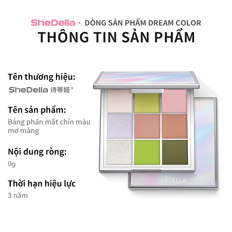 【 SheDella Chính hãng - Trực tiếp từ nhà sản xuất 】 Bảng phấn mắt Matte Formula - Siêu lâu trôi, Siêu phổ biến - 9 màu sắc sống động - Chống nhòe, 9g | BigBuy360 - bigbuy360.vn