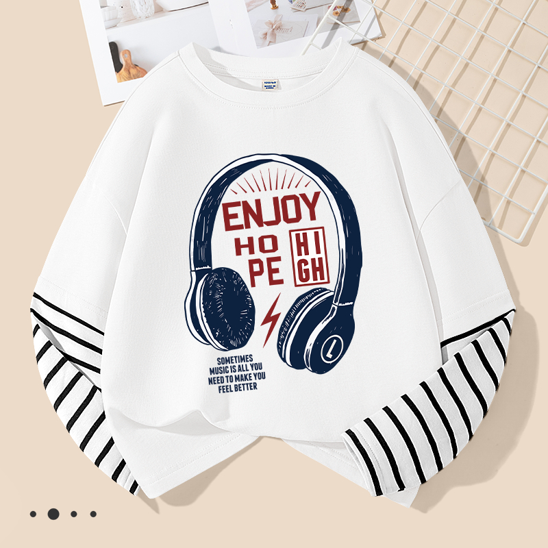 Áo thun dài tay bé trai, vải 100% Cotton in họa tiết mềm mại thoải mái Thiết kế tay khâu đặc trưng