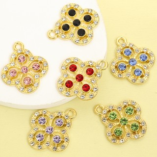 10 chiếc Thiết kế sang trọng nhẹ nhàng Bùa cỏ bốn lá may mắn với kim cương giả lấp lánh, Tính khí thanh lịch Chuỗi xương đòn Vòng cổ Bông tai DIY Mặt dây chuyền hình hoa tuyệt đẹp tinh tế
