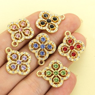 10 chiếc Thiết kế sang trọng nhẹ nhàng Bùa cỏ bốn lá may mắn với kim cương giả lấp lánh, Tính khí thanh lịch Chuỗi xương đòn Vòng cổ Bông tai DIY Mặt dây chuyền hình hoa tuyệt đẹp tinh tế