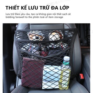 SEAMETAL Lưới Bảo Quản Ô Tô Trước Ghế Tổ Chức Hai Lớp Bảo Vệ Lưới Co Giãn Mở Rộng Túi Lưới Phụ Kiện Nội Thất