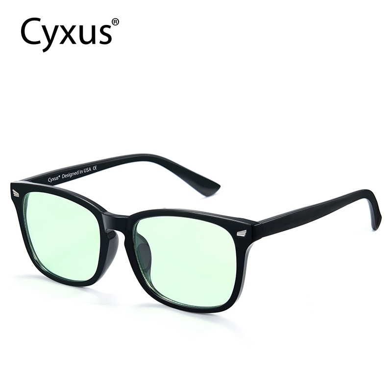 Cyxus Kính Chống Ánh Sáng Xanh Cho Máy Tính Gọng Vuông Tròng Xanh Lá Giảm Mỏi Mắt Bảo Vệ Mắt Khỏi Tia UV 8082G