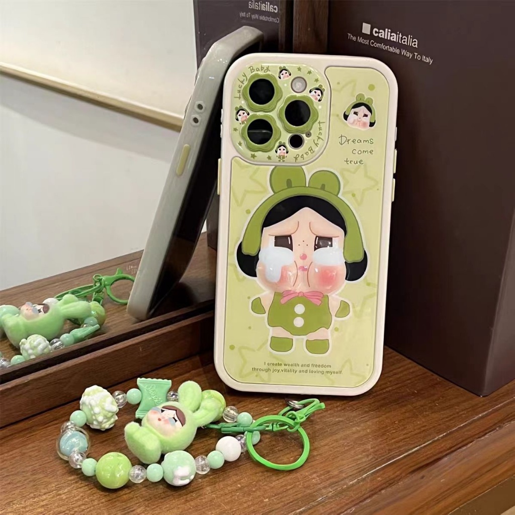 Mặt phồng dễ thương có dây buộc cứng tương thích với ốp lưng iPhone 14 pro max 15 pro max 16 pro max