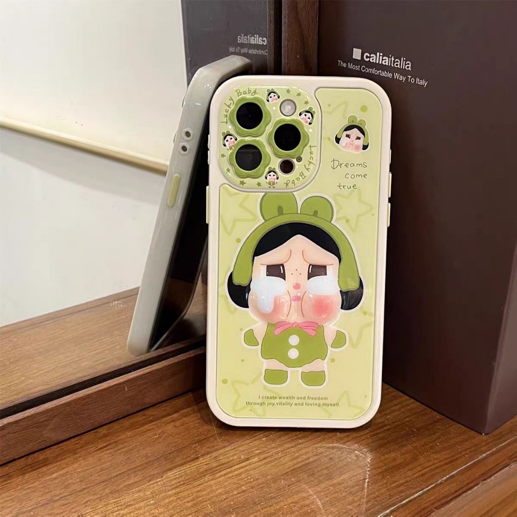 Mặt phồng dễ thương có dây buộc cứng tương thích với ốp lưng iPhone 14 pro max 15 pro max 16 pro max
