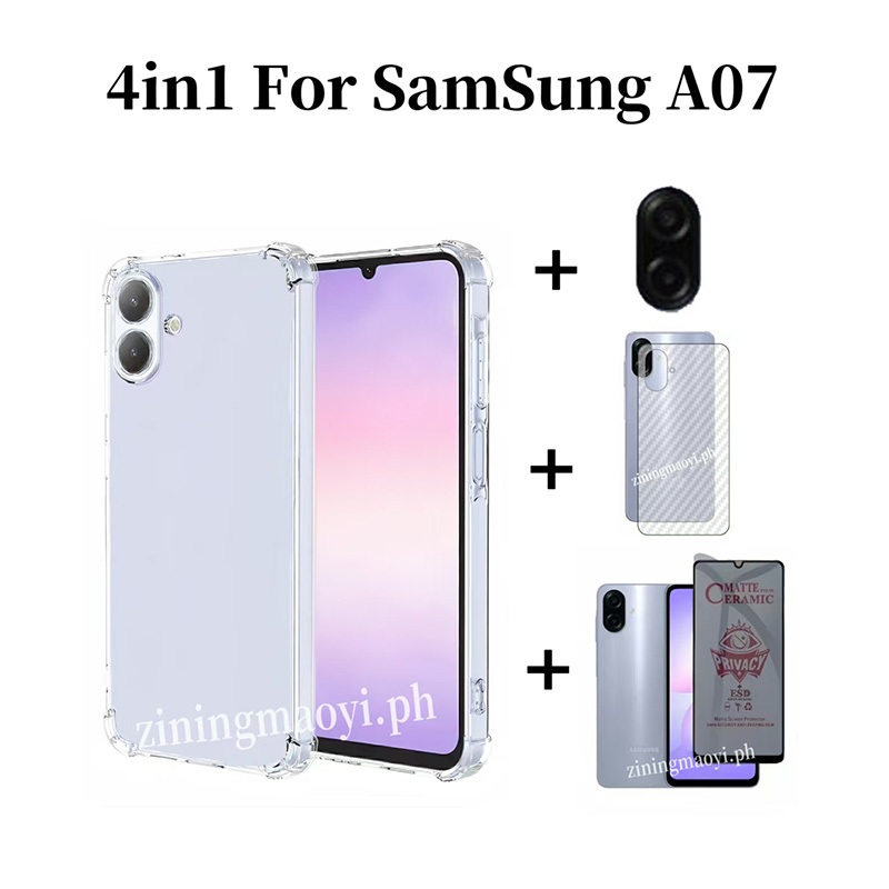 [Sẵn sàng] Ốp điện thoại trong suốt mềm chống sốc 4in1 Samsung Galaxy A07 A17 cho Samsung Galaxy A06 A56 A26 A36 A16 A05 Phim màng màng gốm và màng ống kính và phim mặt sau