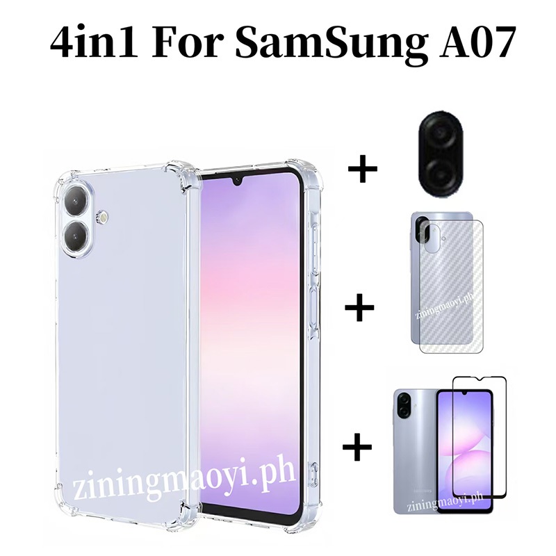 [Sẵn sàng] Ốp điện thoại trong suốt mềm chống sốc 4in1 Samsung Galaxy A07 A17 cho Samsung Galaxy A06 A56 A26 A36 A16 A05 Phim màng màng gốm và màng ống kính và phim mặt sau