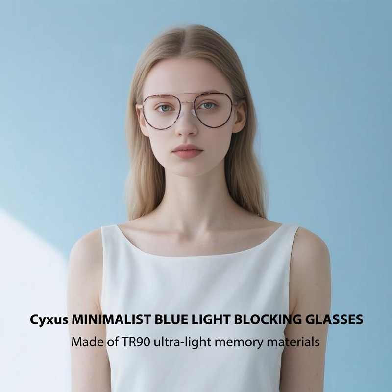 Cyxus Kính Chống Ánh Sáng Xanh Máy Tính Gọng Phi Công TR90 Siêu Nhẹ Giảm Mỏi Mắt Cho Nam Nữ 8289