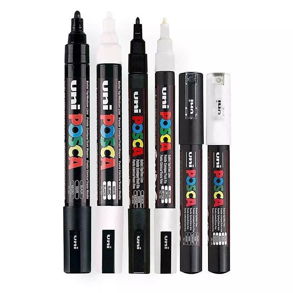 Uni POSCA acrylic marker PC-1M / 3M / 5M Bút đánh dấu màu gốc nước Thẻ POP Poster Graffiti Bút 0.7-2.5mm Tranh học sinh Bút đánh dấu vẽ tay