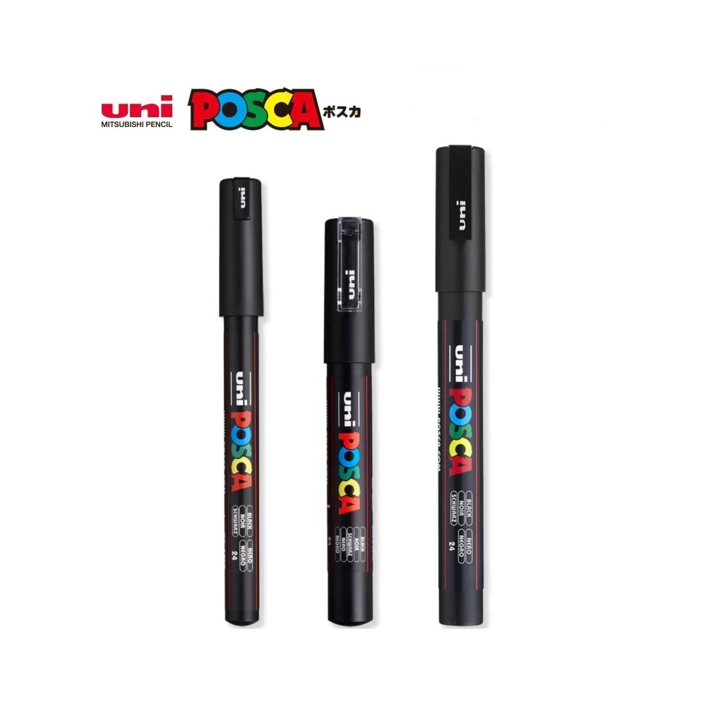 Uni POSCA acrylic marker PC-1M / 3M / 5M Bút đánh dấu màu gốc nước Thẻ POP Poster Graffiti Bút 0.7-2.5mm Tranh học sinh Bút đánh dấu vẽ tay