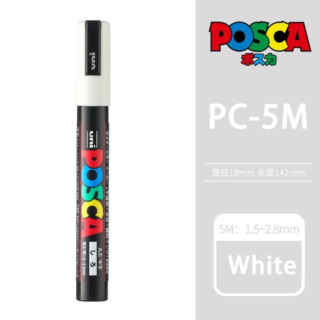 Uni POSCA acrylic marker PC-1M / 3M / 5M Bút đánh dấu màu gốc nước Thẻ POP Poster Graffiti Bút 0.7-2.5mm Tranh học sinh Bút đánh dấu vẽ tay