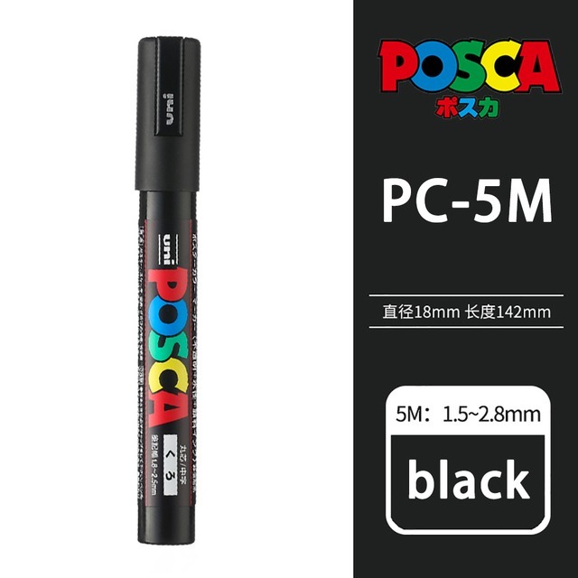 Uni POSCA acrylic marker PC-1M / 3M / 5M Bút đánh dấu màu gốc nước Thẻ POP Poster Graffiti Bút 0.7-2.5mm Tranh học sinh Bút đánh dấu vẽ tay
