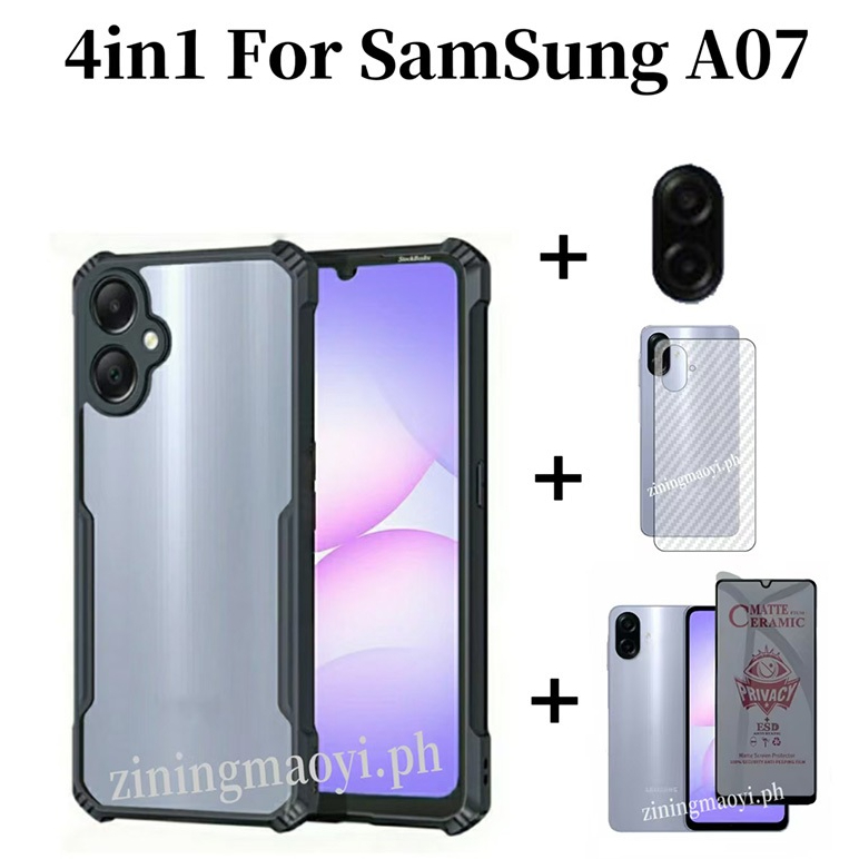 4in1 Samsung Galaxy A07Ốp Điện Thoại Di Động Chống Rơi Cho Samsung Galaxy A17 A06 A56 A26 A36 A16 A05 Gốm Bảo Mật Phim Và Phim Ống Kính Và Phim Mặt Sau