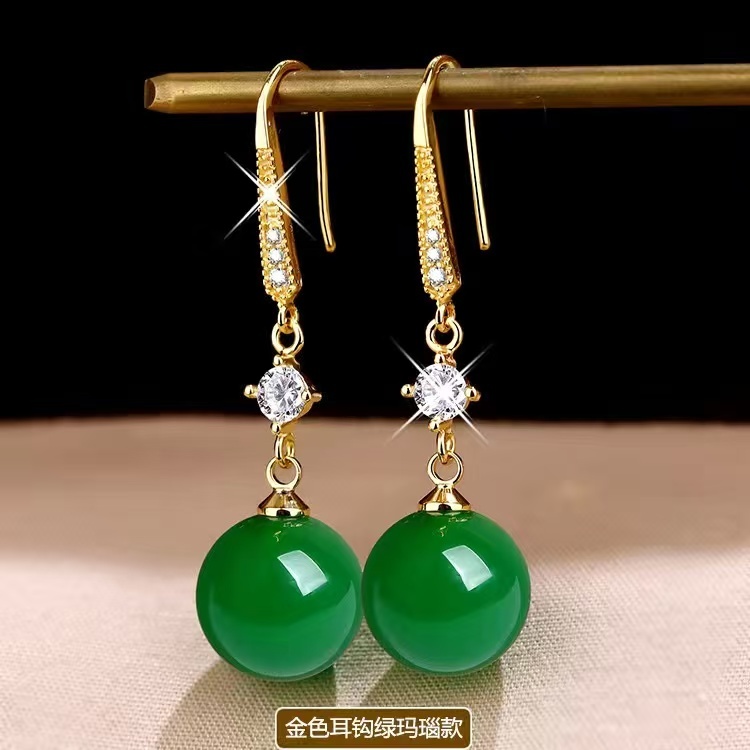 Bông tai Subang Hàn Quốc từ mã não, opal và ngọc trai - Bạc 925 cao cấp