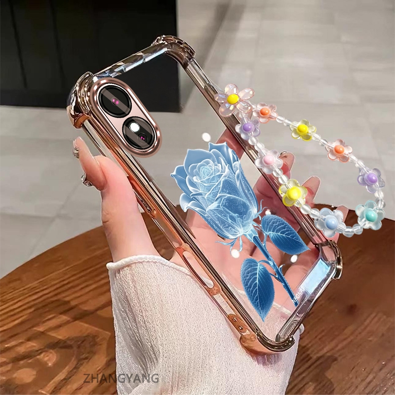 Ốp Lưng Cho OPPO Reno 8T 4G Reno 8T 5G Đá Pha Lê Thiết Kế Mới Hoa Mạ Điện Chống Sốc Thẩm Mỹ Vỏ Điện Thoại Vòng Tay Pha Lê Miễn Phí