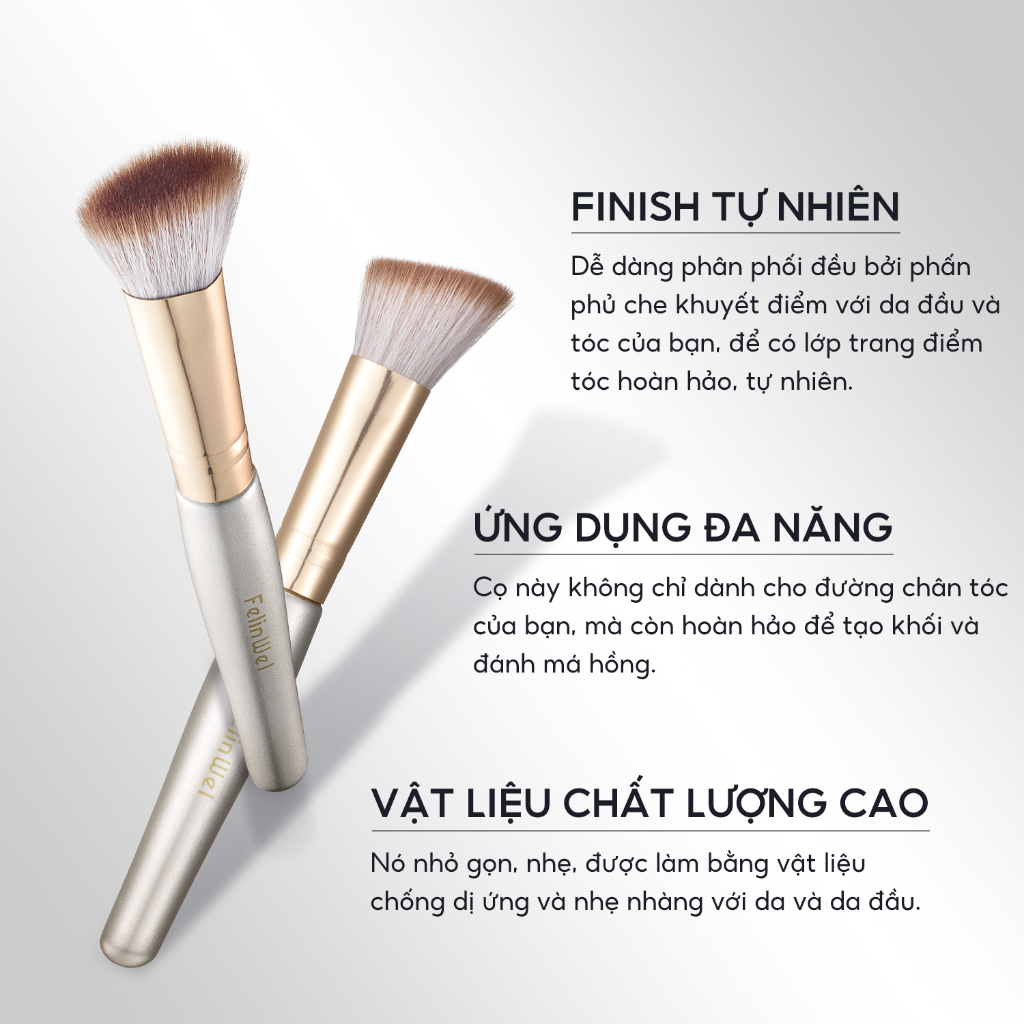 FelinWel - Cọ Che Khuyết Điểm Đường Chân Tóc Đầu Vát Xéo, Sợi Tơ Tổng Hợp Cao Cấp Thuần Chay, Kết Hợp Phấn Che Hói