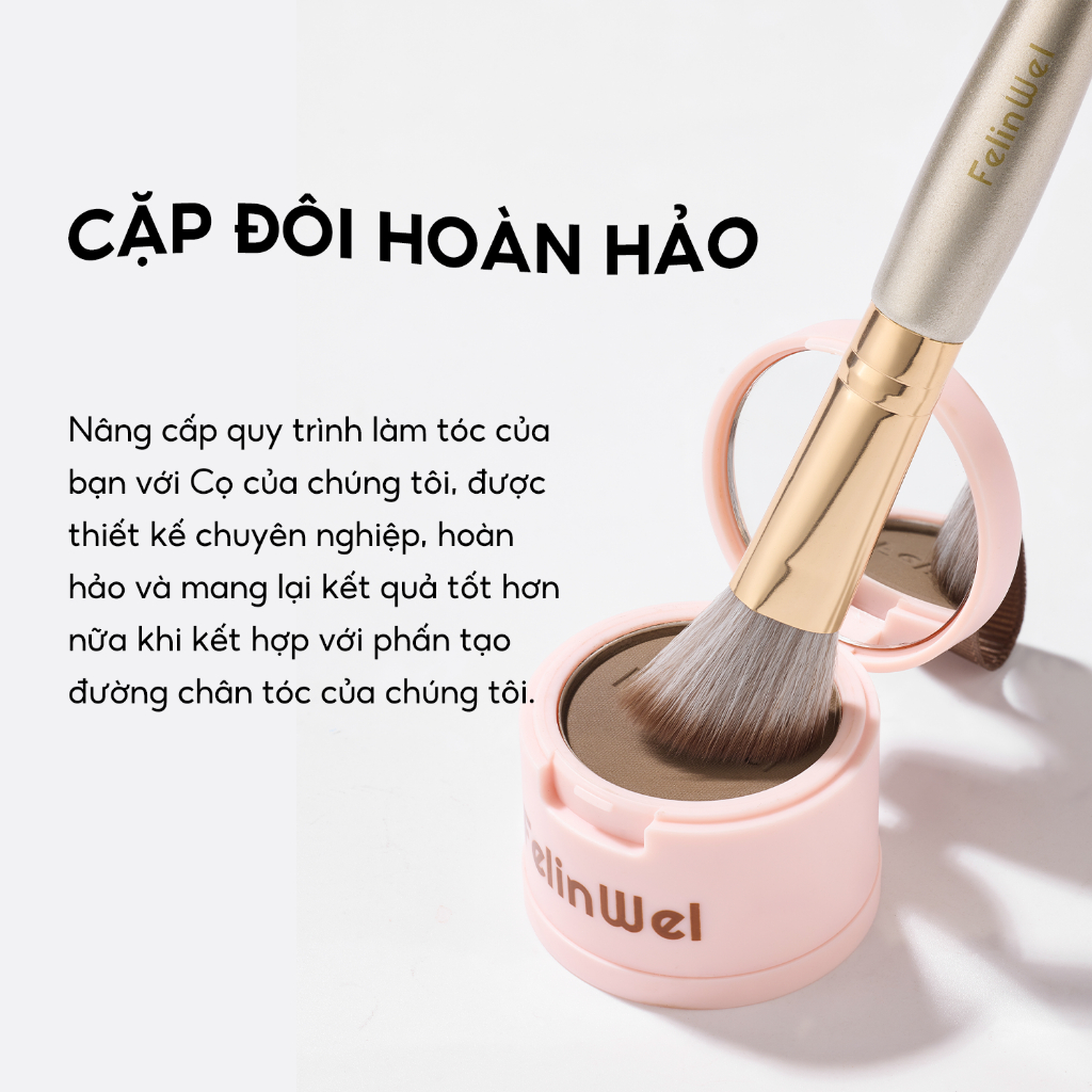 FelinWel - Cọ Che Khuyết Điểm Đường Chân Tóc Đầu Vát Xéo, Sợi Tơ Tổng Hợp Cao Cấp Thuần Chay, Kết Hợp Phấn Che Hói