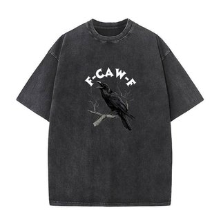 F Caw Ngộ nghĩnh Quạ Áo nam Nữ Hài Hước Động Vật Áo Rời Rửa Đồ Họa Vintage Áo Cotton Thoải Mái Quần Áo Nam