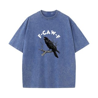 F Caw Ngộ nghĩnh Quạ Áo nam Nữ Hài Hước Động Vật Áo Rời Rửa Đồ Họa Vintage Áo Cotton Thoải Mái Quần Áo Nam