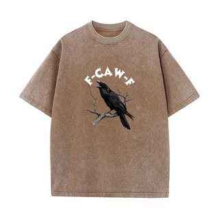 F Caw Ngộ nghĩnh Quạ Áo nam Nữ Hài Hước Động Vật Áo Rời Rửa Đồ Họa Vintage Áo Cotton Thoải Mái Quần Áo Nam