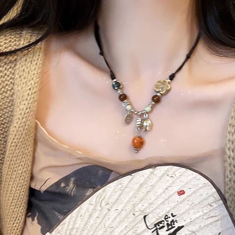 Vòng cổ hạt gốm cao cấp phong cách retro và Hanfu