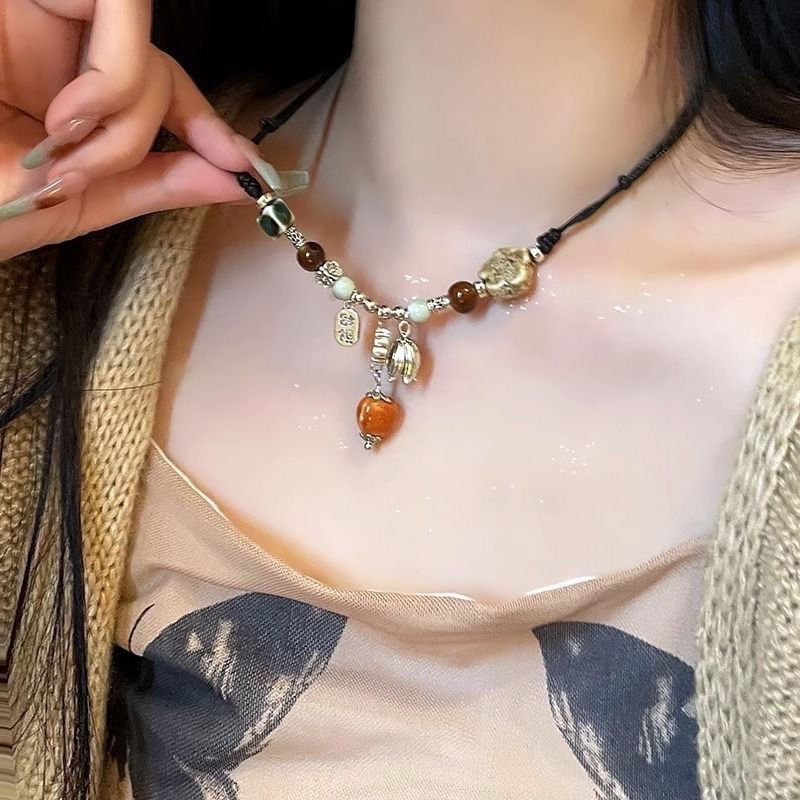 Vòng cổ hạt gốm cao cấp phong cách retro và Hanfu