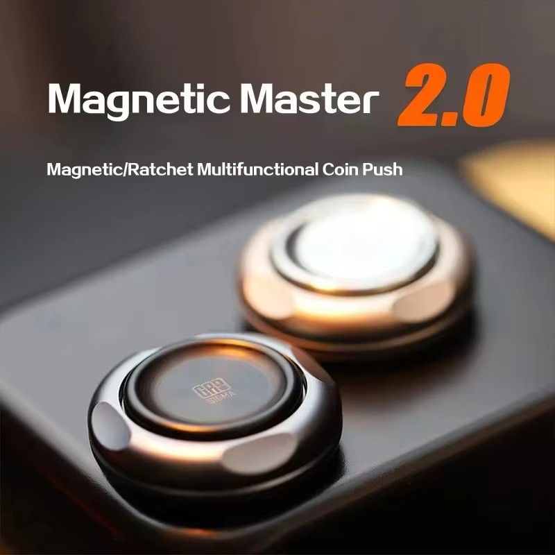 1 Mini Từ Đồng Xu Xúc Giác Thẻ Đẩy Ván Trượt Ratchet Fidget EDC Giảm Căng Thẳng Chống Căng Thẳng Kim Loại Đầu Ngón Tay Con Quay Đồ Chơi