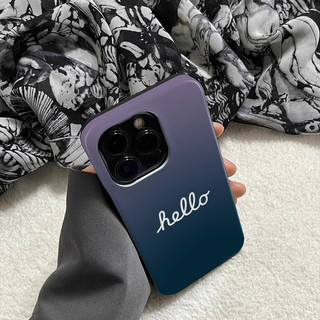 Ốp điện thoại 2 trong 1 màu trắng Gradient hello Apple 16 Pro iPhone 15 Pro Max Phim mới 14 / 13 Creative 12 / 11 Pro Max 7 / 8 Plus Vỏ điện thoại bóng hai lớp