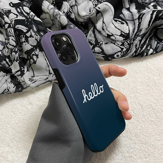 Ốp điện thoại 2 trong 1 màu trắng Gradient hello Apple 16 Pro iPhone 15 Pro Max Phim mới 14 / 13 Creative 12 / 11 Pro Max 7 / 8 Plus Vỏ điện thoại bóng hai lớp