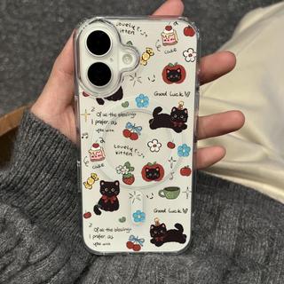 Ốp bảo vệ trong suốt họa tiết mèo đen dễ thương cho iPhone 11 12 Pro 13 Pro Max 15 Pro Max 14 16 Pro 16 Plus 17 Air 17 Pro 17 Pro Max