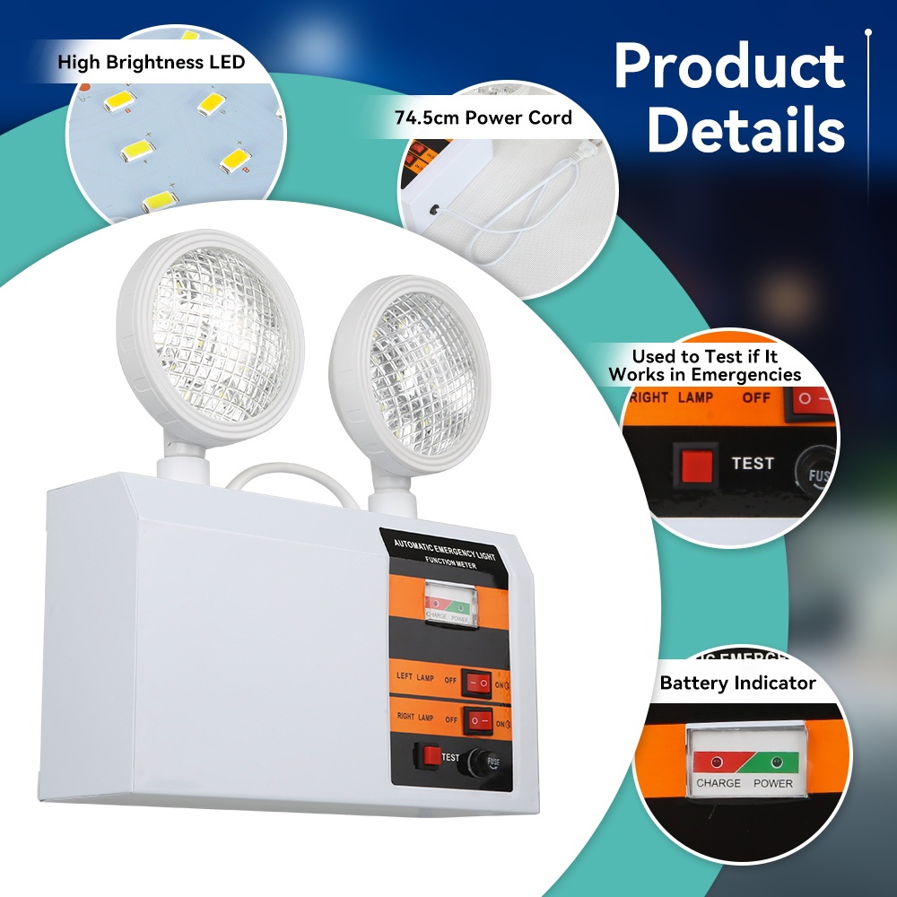 [MUA 1 BÁNH 1] Đèn LED khẩn cấp Đèn hai đầu có thể sạc lại Đèn khẩn cấp cứu hỏa có thể sạc lại
