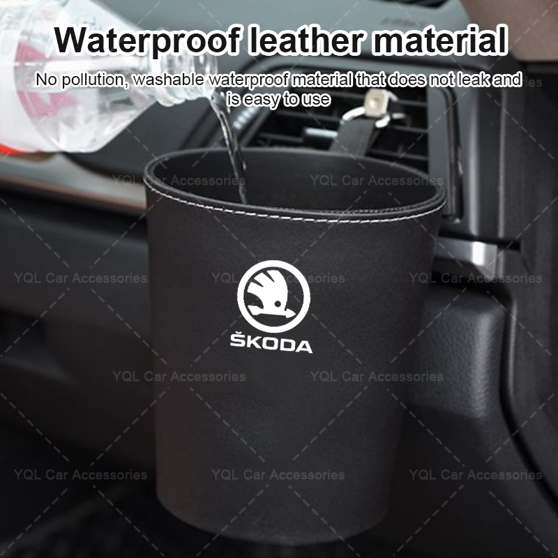 Thùng rác ô tô Giỏ đựng rác nội thất ô tô Hộp đựng rác cho Skoda Octavia Fabia Rapid Yeti Kodiaq Superb