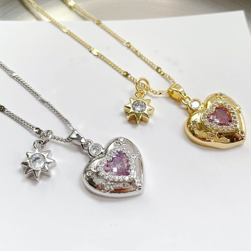 Dây chuyền đá zircon lấp lánh, vòng cổ thép titan sang trọng cho nữ