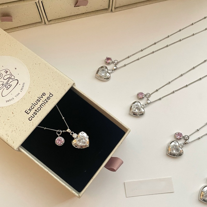 Dây chuyền đá zircon lấp lánh, vòng cổ thép titan sang trọng cho nữ