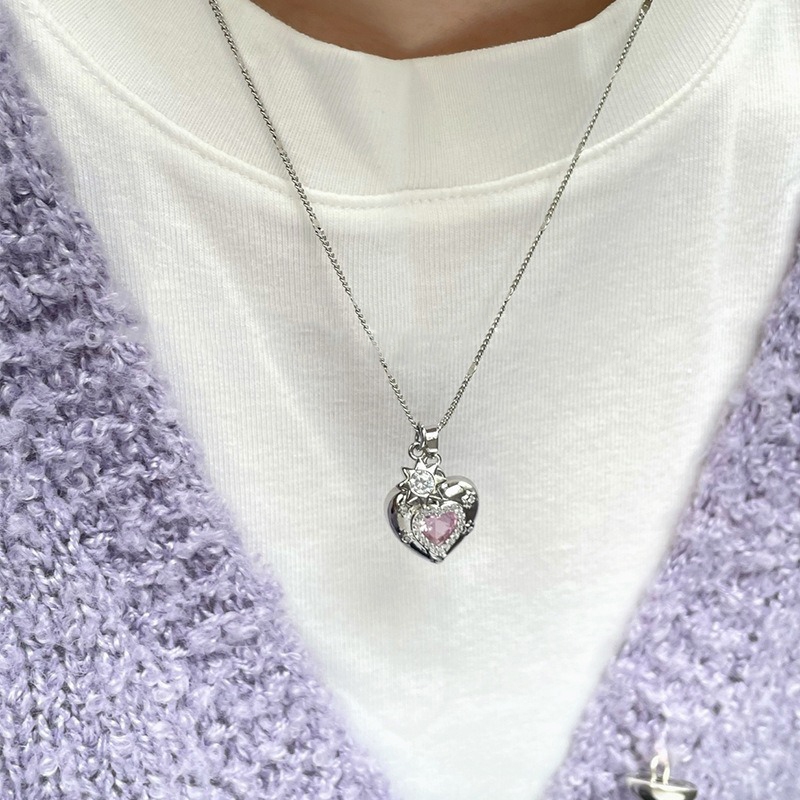 Dây chuyền đá zircon lấp lánh, vòng cổ thép titan sang trọng cho nữ