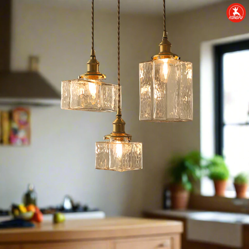 Đèn Chùm Trần Nhà Bếp Phong Cách Cổ Điển, Đèn Thả Trần Bằng Thủy Tinh Nhật Bản, Hoàn Thiện Bằng Đồng Thau, Dùng Cho Phòng Ăn, Quầy Bar, Quán Cà Phê, Trang Trí Nội Thất — ảnh 1