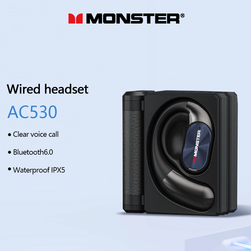 Tai nghe không dây Monster AC530 Bluetooth HIFI Chất lượng âm thanh 6.0 HD Cuộc gọi khử tiếng ồn Âm thanh nổi IPX5 Tai nghe thể thao chống nước có Mic