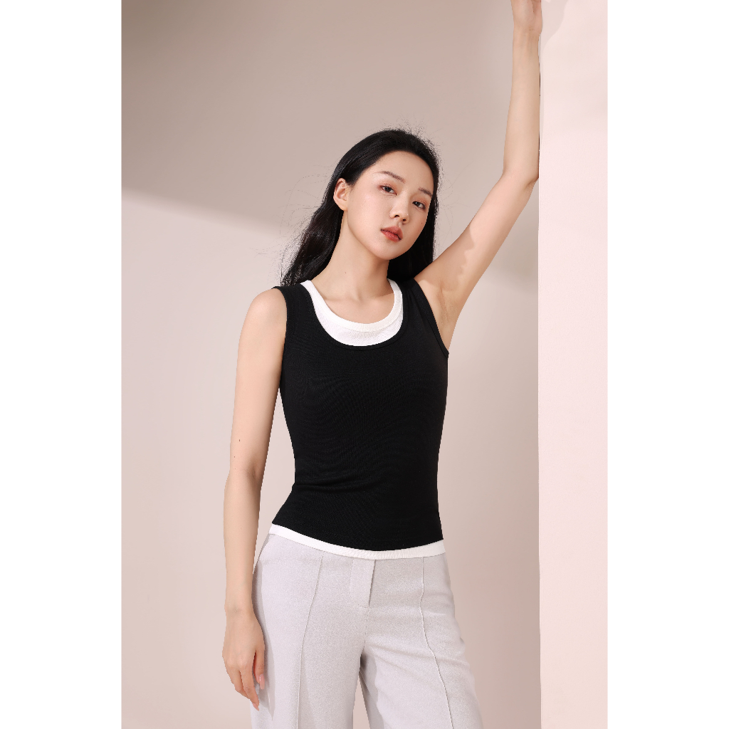 Girdear Home Cổ Chữ U Áo Tank Top Lụa Băng Thật Hai Lớp Cho Nữ, Mát Mẻ Thoáng Khí - Phù Hợp Mùa Hè, Đường Phố Thanh Lịch Không Tay Áo Tank Top Hai Lớp,8511EA02