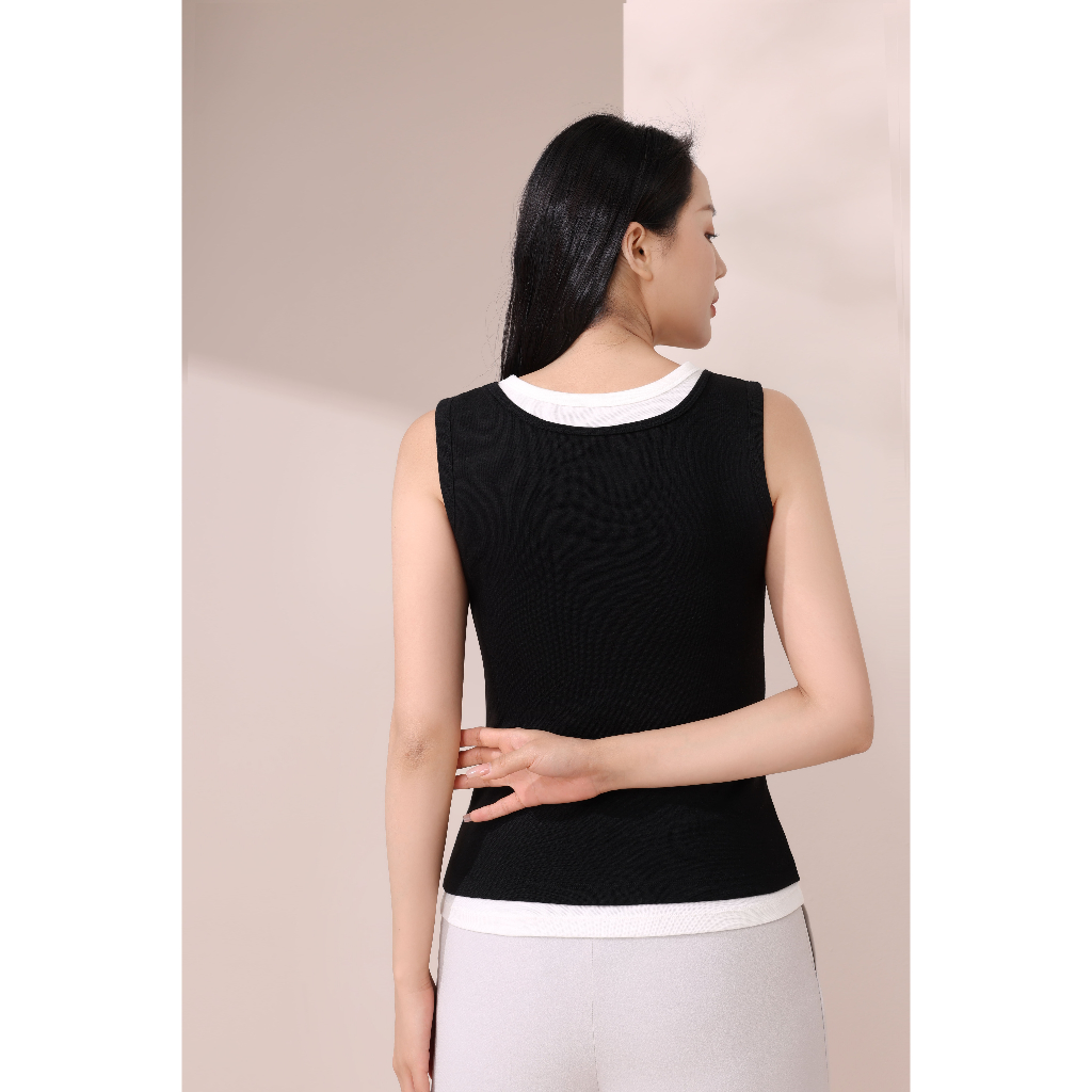 Girdear Home Cổ Chữ U Áo Tank Top Lụa Băng Thật Hai Lớp Cho Nữ, Mát Mẻ Thoáng Khí - Phù Hợp Mùa Hè, Đường Phố Thanh Lịch Không Tay Áo Tank Top Hai Lớp,8511EA02