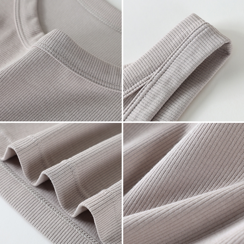 Girdear Home Áo Dệt Kim Sọc Modal Cotton Cổ Tròn Không Tay Cho Nữ, Thoáng Mát Và Giữ Ẩm - Áo Tank Top Màu Trơn Slim Fit, Phù Hợp Thời Trang Hàng Ngày,8511EA08