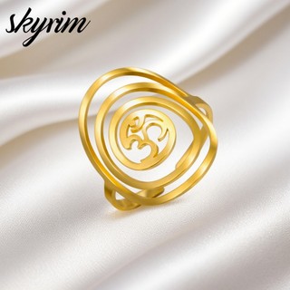 Skyrim Titan Thép Không Gỉ Nhẫn Vàng Hình Xoắn Ốc Có Thể Điều Chỉnh Trang Sức Thời Trang Cho Nữ