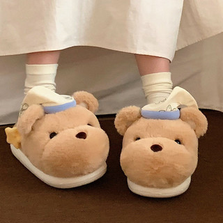 XIXITIAO Dép Cotton Nữ Ấm Áp Sinh Viên Mùa Đông Phong Cách Mới Thời Trang Thoải Mái Dễ Thương Nhà Nightcap Gấu