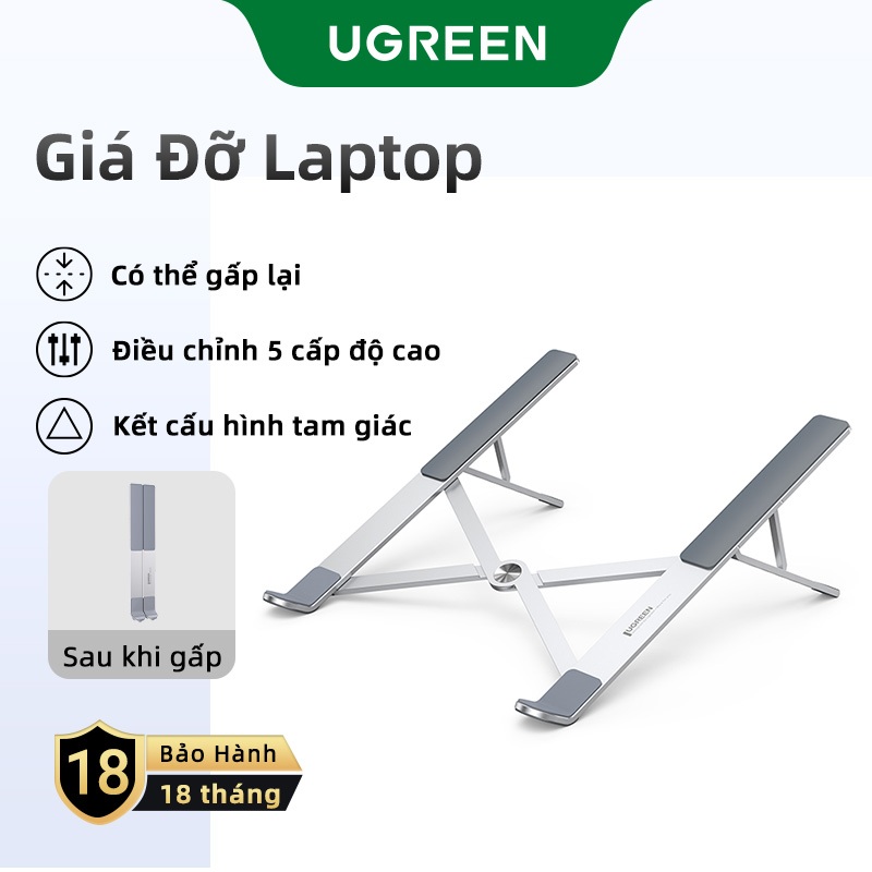 Giá đỡ máy tính xách tay giá đỡ Laptop Ugreen có thể gập lại bằng nhôm, chất lượng cao, bảo hành 18 tháng