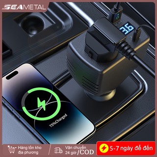 SEAMETAL 150W Biến tần ô tô QC3.0 PD Sạc nhanh Ổ cắm ô tô Màn hình kỹ thuật số đa chức năng Bộ chuyển đổi nguồn xe ba cổng