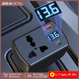 SEAMETAL 150W Biến tần ô tô QC3.0 PD Sạc nhanh Ổ cắm ô tô Màn hình kỹ thuật số đa chức năng Bộ chuyển đổi nguồn xe ba cổng