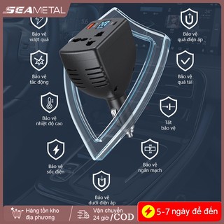 SEAMETAL 150W Biến tần ô tô QC3.0 PD Sạc nhanh Ổ cắm ô tô Màn hình kỹ thuật số đa chức năng Bộ chuyển đổi nguồn xe ba cổng