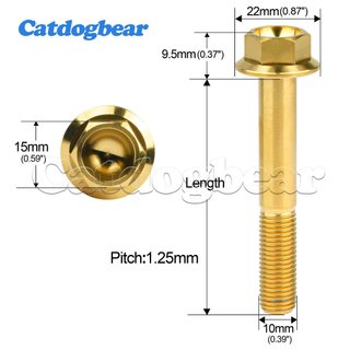 Bu lông titan mặt bích M10 x 20-100mm, ren 1.25mm, đầu lục giác - Phụ kiện xe máy