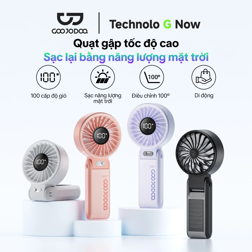 Quạt năng lượng mặt trời GOOJODOQ GFS014 mini gập lại