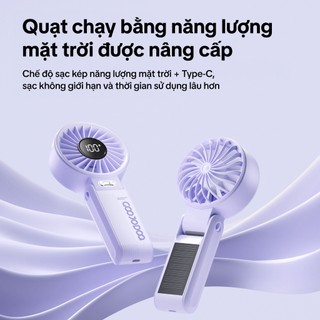 Ảnh 2 – GOOJODOQ Quạt năng lượng mặt trời Mini có thể gập lại 3600 mAh Turbo Jet có thể sạc lại cầm tay Gió mạnh GFS014