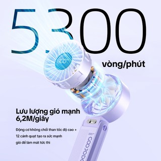 Ảnh 3 – GOOJODOQ Quạt năng lượng mặt trời Mini có thể gập lại 3600 mAh Turbo Jet có thể sạc lại cầm tay Gió mạnh GFS014